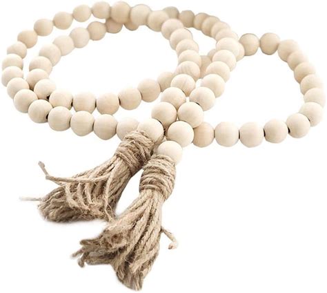 Comprar Farmhouse Beads 58in Wood Bead Garland With Tassels Rustic