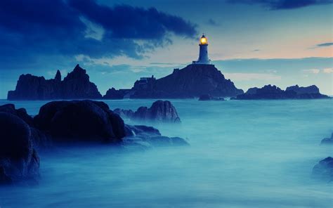 Buildings Lighthouse Lamp Light Port Island Rocks Stone