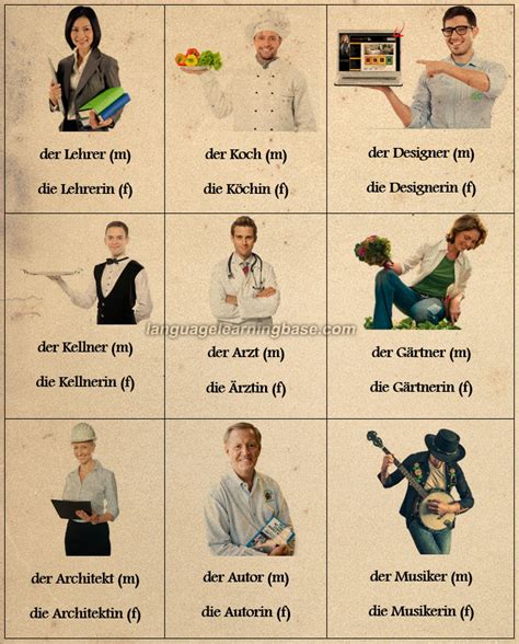 German Vocabulary Jobs And Occupations Flashcards Learn German