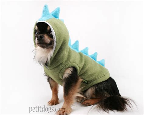 Dog Costume Dinosaur Spikes Green Fleece Cute Hoodie Etsy