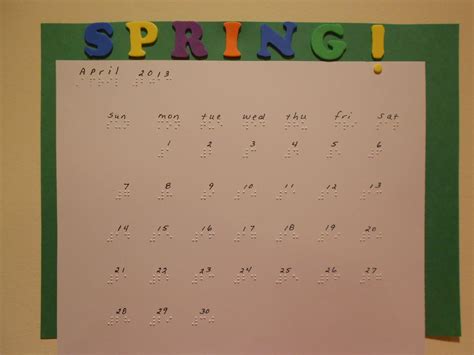 Classroom Calendars Classroom Twin Vision Printbraille Calendars