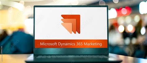 Computer Displaying Logo Of Microsoft Dynamics 365 Marketing Stock