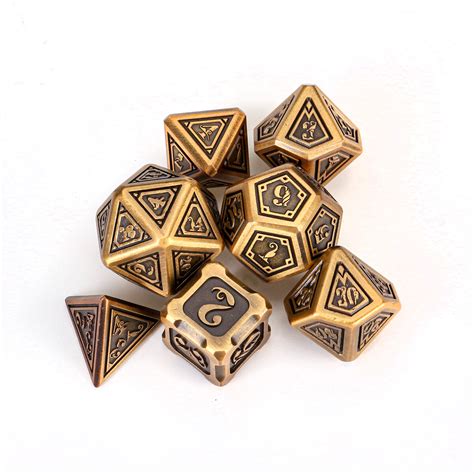 7pcs Set Embossed Heavy Metal Polyhedral Dices Dnd Rpg Mtg Role Playing