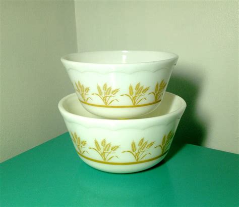 TWO Hazel Atlas Milk Glass Mixing Bowls With Scalloped Rim And Etsy
