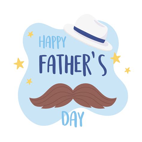 Happy Fathers Day Moustache And Hat Greeting Card 1827704 Vector Art