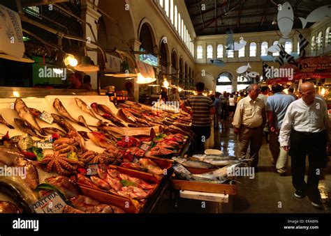 Greece Athens Central Market Fresh Fish Stock Photo Alamy