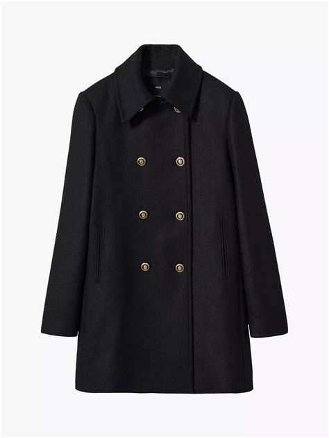 Mango Wool Blend Double Breasted Tailored Coat Black At John Lewis And Partners