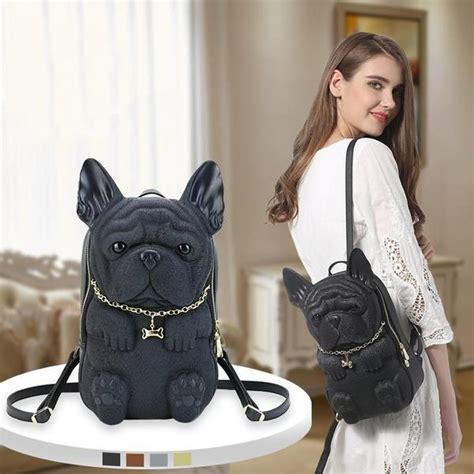 Happy french bulldog zooms around poolside. Frenchie Backpack with Detachable Collar. 4 Colours ...