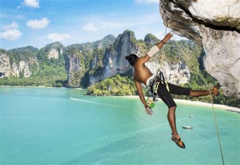 Rock Climbing Abseiling Caving In Railay Beach Krabi Thailand