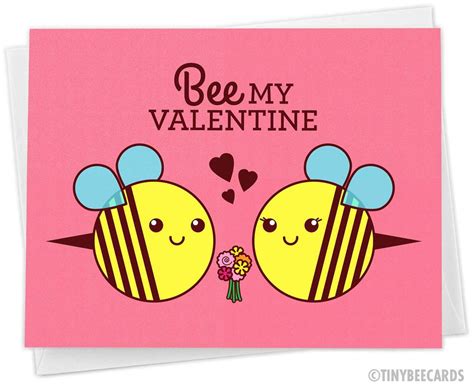 Valentines Day Card Bee My Valentine Cute Bees Etsy