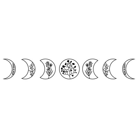 Moon Phase Icon Vector Set Mystic Celestial Illustration Sign