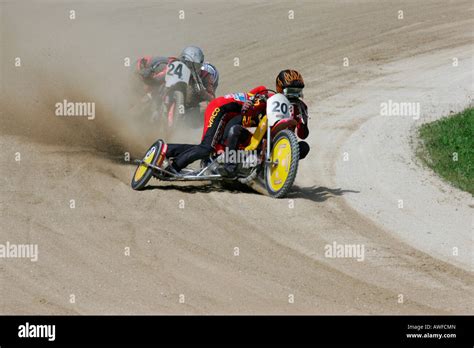 Motorcycle Sidecars International Motorcycle Race On A Dirt Track