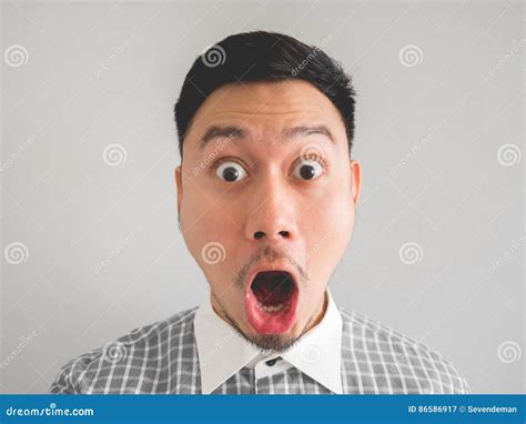 Close Up Of Headshot Of Surprised And Shocked Face Man Stock Image