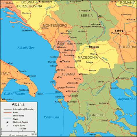 Карта Албании Албания на карте мира Planetolog ru