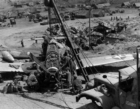 P 51d Mustang Wrecked On Iwo Jima 1945 Photo World War Photos