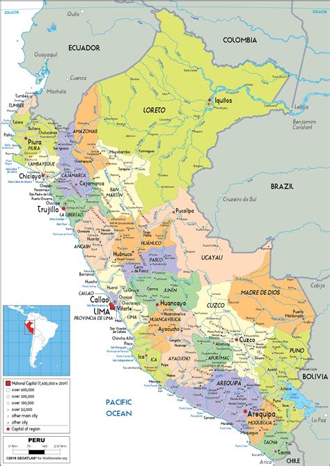 Large Size Political Map Of Peru Worldometer