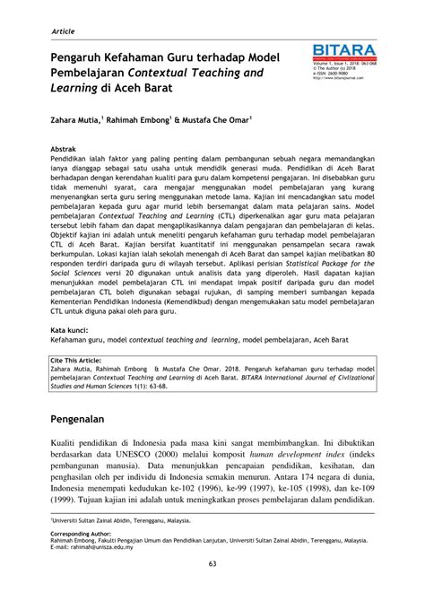 Menurut pengalaman masyarakat di barat, lembaga pendidikan formal sistem persekolahan merupakan lembaga utama mengembangkan pengetahuan malatih, kemampuan dan keahlian serta menanamkan sikap modern para individu yang diperlukan dalam proses pembangunan. (PDF) Pengaruh Kefahaman Guru terhadap Model Pembelajaran ...