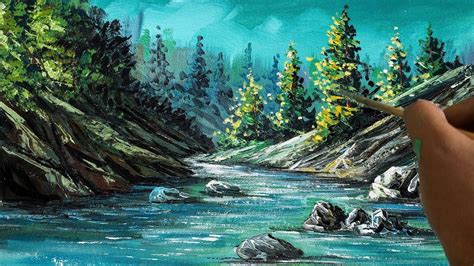 Painting A Beautiful River Landscape Painting For Turquoisechallenge