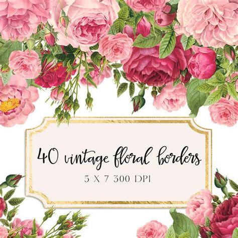 Vintage Floral Borders Clipart Shabby Chic Clipart