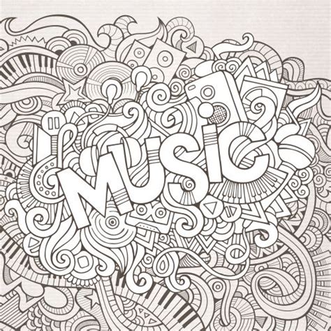 Colors, are on the separate groups. Music Black and White Doodle | Coloring, Coloring books ...