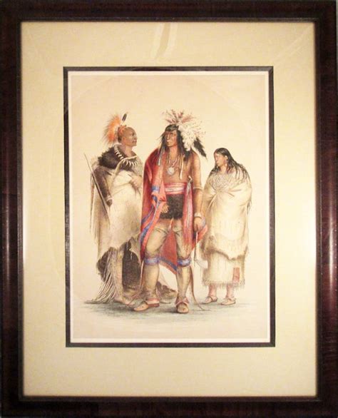 North American Indians Hand Colored Lithograph Plate From Catlins North American Indian