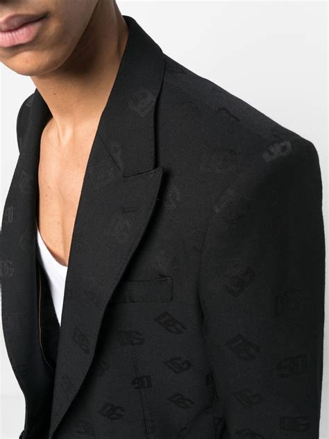 Dolce Gabbana Logo Jacquard Single Breasted Blazer Farfetch