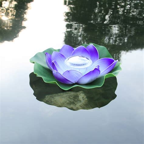Solar Powered Led Flower Light Lotus Shape Floating Pond Garden Pool