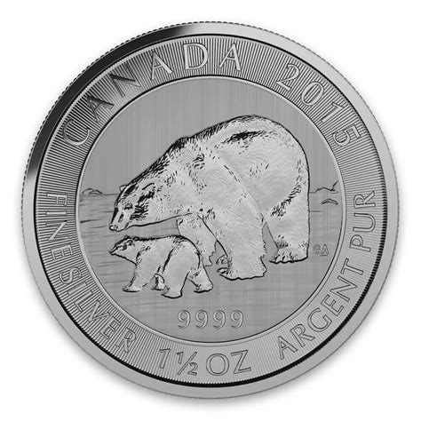 2015 15oz Canadian Silver Polar Bear And Cub Morton Grove Coin