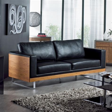 Sign up & never miss out on special offer and product launches. dwell - Firenze leather three seater sofa black | Sofa ...