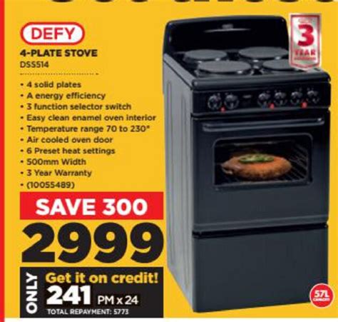 Defy 4 Plate Stove Dss514 Offer At Hifi Corp