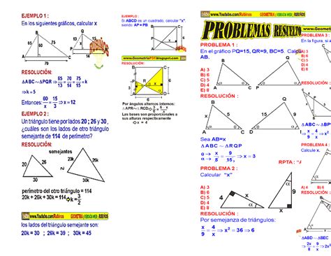 Ejercicios Resueltos DE Semejanza DE Triangulos Matematicas Studocu
