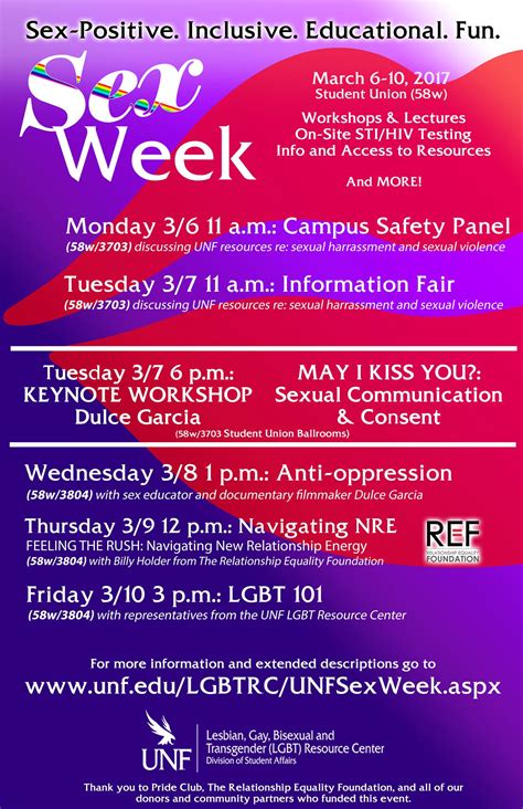 Official And Alternative Sex Week Take Over Campus This Week Unf