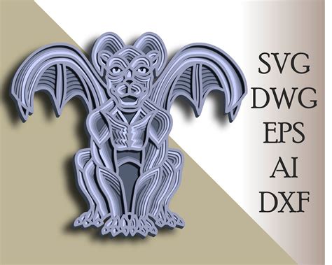 Gargoyle Multilayer Svg Gargoyle Mandala Cut File 3d Layer Etsy Uk