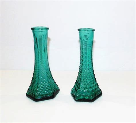 Explore an incredible selection of art glass vases and vessels, each the result of an artist's unique vision. E O Brody Aqua, Teal Hobnail Hexagon Bud Vases, Circa 1960 ...