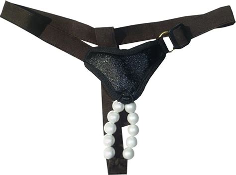 Toughage Stimulating Beads Crotchless Peephole G String Beaded Panties Thong Black