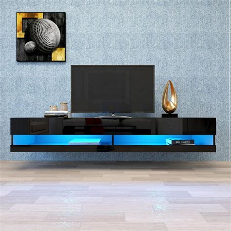 Floating Tv Stand With 12 Colors Led Rgb Lights For 65 70 75 80 Inch