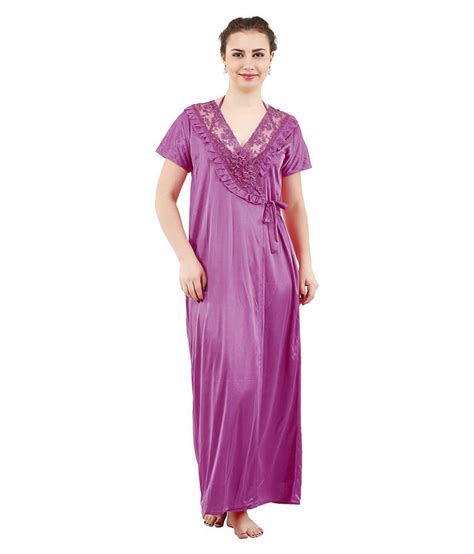 Buy Rajeraj Satin Nighty And Night Gowns Purple Online At Best Prices In India Snapdeal