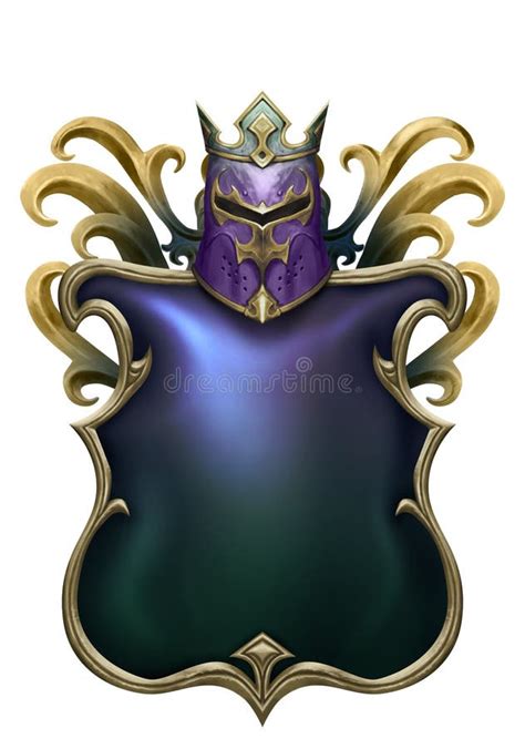 Beautiful Heraldic Shield With Helm Crest Illustration Stock