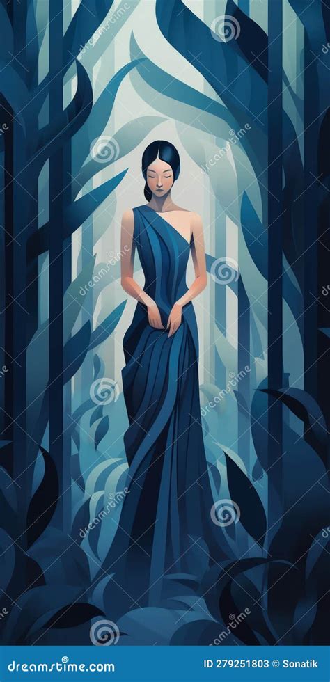 The Girl In A Dress Among Enigmatic Tropics By Generative Ai Stock Illustration Illustration
