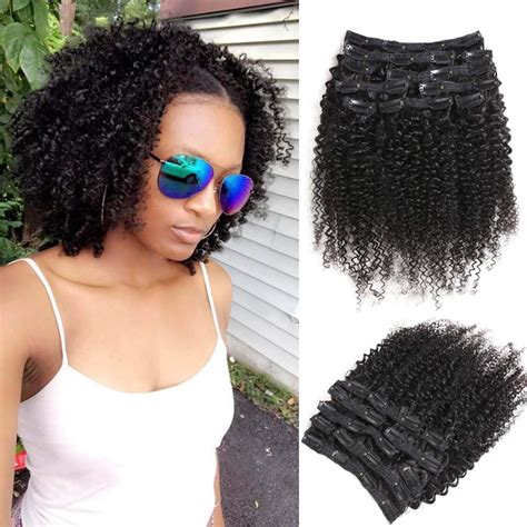 Urbeauty Afro Kinky Curly Clip In Human Hair Extensions For Black Women