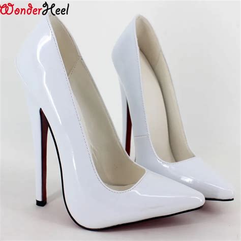 Wonderheel New Extreme High Heel 7 White Patent 18cm Heel Sexy Fetish