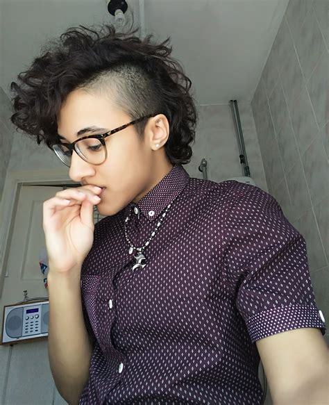 Curly Half Shaved Hair Undercut Dyke Lesbian Alternative Rocker