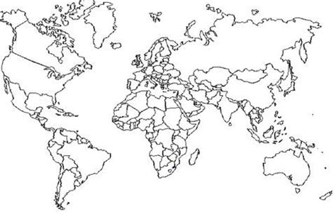The World Map Is Shown In Black And White With All Countries Marked