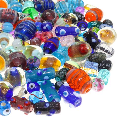 60-80 PCS Assorted Glass Beads for Jewelry Making Adults, Large and Small Bulk Glass Beads for ...