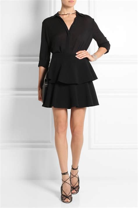 Black Tiered Crepe Mini Skirt Emanuel Ungaro Mini Skirts Luxury