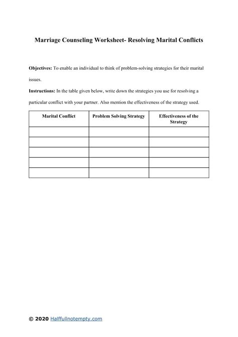 Marriage Counseling Worksheets 5 Optimistminds