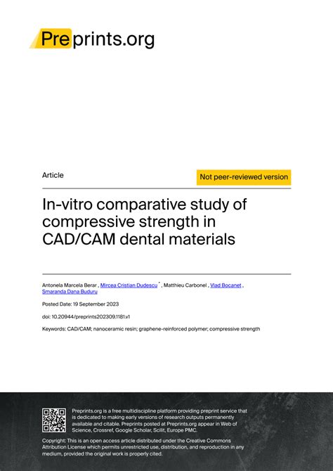PDF In Vitro Comparative Study Of Compressive Strength In CAD CAM