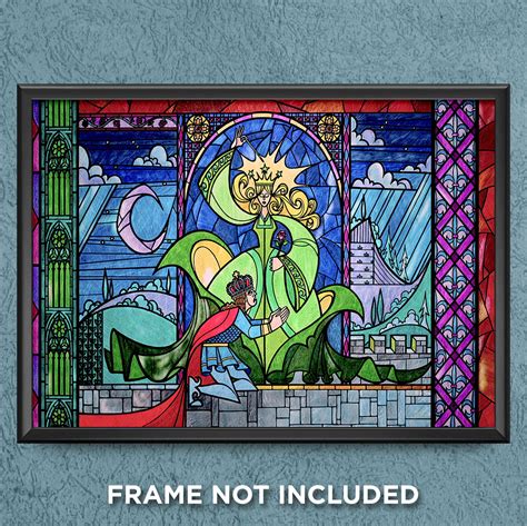 Disney Beauty And The Beast Stained Glass Window Wall Art Etsy