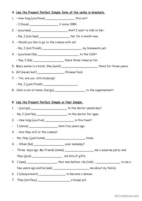 Present Perfect Simple Vs Past Simple Exercises Multiple Choice