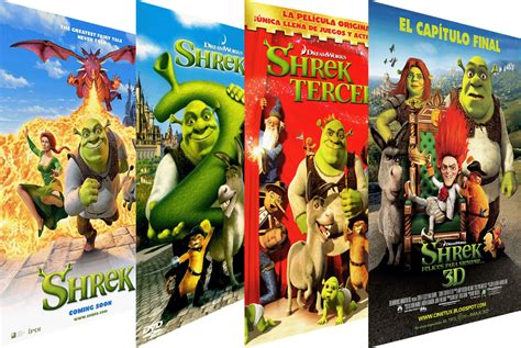 Shrek 1 2001 Shrek 2 2004 Shrek 3 2007 Shrek 4 2010 ශ්‍රේක් 12
